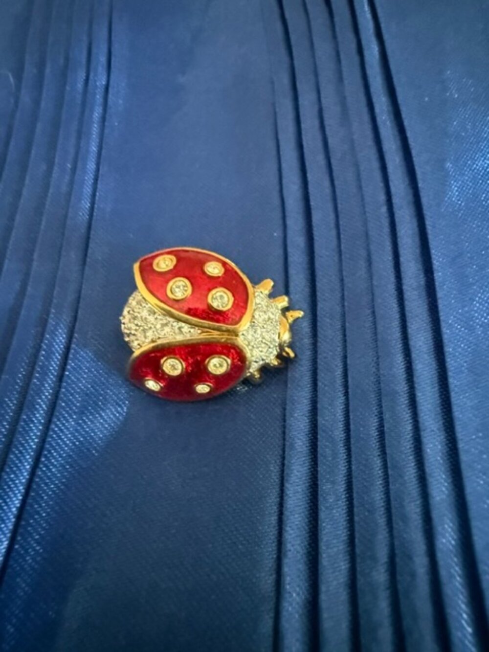 vintage ladybug swarovski brooch